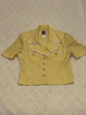 Vintage Yellow Pastel Short Sleeve Blazer Jacket Modern S-M Grandmacore